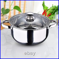 12Pc Stainless Steel Casserole Saucepan Stock Pot Set Kitchen Induction Cookware