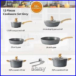 12 Pieces Nonstick Pots and Pans Set, Induction Cooking Pan Set, Non Stick Sauce