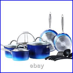 15 PCS Induction Kitchen Cookware Set Granite Nonstick Coated Pots and Pans Set