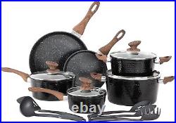 15 PCS Nonstick Induction Cooking Kitchen Cookware Sets Granite Pots and Pans