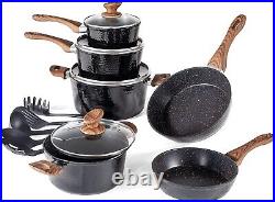 15 PCS Nonstick Induction Cooking Kitchen Cookware Sets Granite Pots and Pans