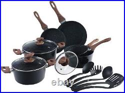 15 Pieces Nonstick Granite-Coated Induction Cookware Set, Non-Stick