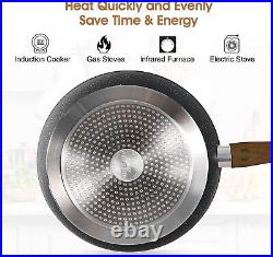 17 Piece Cookware Set Nonstick Kitchen Cooking Pots Black Granite Pots and Pans