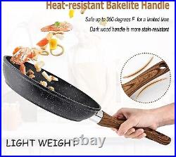 17 Piece Hammered Cookware Set Nonstick Granite Coated Pots and Pans Set Black