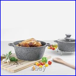 5PC Die Cast Non-Stick Stockpot Cooking Pan Pot Set Cookware Induction Casserole