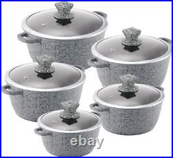 5PC Die Cast Non-Stick Stockpot Cooking Pan Pot Set Cookware Induction Casserole