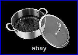 5Pc Hextec Non Stick Stainless Steel Induction Frying Pan Saucepan Casserole Set