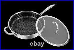 5Pc Hextec Non Stick Stainless Steel Induction Frying Pan Saucepan Casserole Set