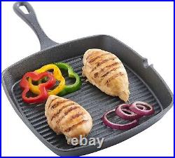 6 Piece Pan Set Cast Iron Non Stick Pre-Seasoned Griddle Skillet Cookware Meat