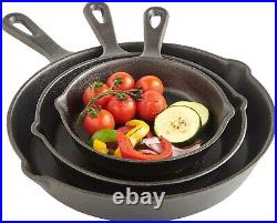 6 Piece Pan Set Cast Iron Non Stick Pre-Seasoned Griddle Skillet Cookware Meat