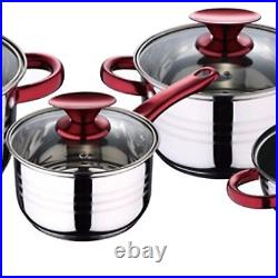 7 Pcs Induction Hob Stainless Steel Saucepan Casserole Pot Cookware Dining Set