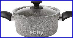 7-Piece Granite Induction Cookware Set Non-Stick Pot and Pan Set, Grey