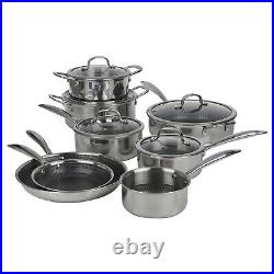 8Pc Hextec Non Stick Stainless Steel Induction Frying Pan Saucepan Casserole Set