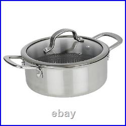 8Pc Hextec Non Stick Stainless Steel Induction Frying Pan Saucepan Casserole Set