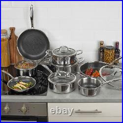 8Pc Hextec Non Stick Stainless Steel Induction Frying Pan Saucepan Casserole Set