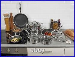 8Pc Hextec Non Stick Stainless Steel Induction Frying Pan Saucepan Casserole Set