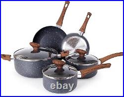 8pcs Induction Hob Pot Set Non Stick Pots and Pans Kitchen Cookware with Lids