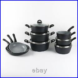 9 Pcs Forged Aluminium Induction Cooking Saucepan Pots Frying Pans Cookware Set