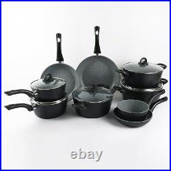 9 Pcs Forged Aluminium Induction Cooking Saucepan Pots Frying Pans Cookware Set