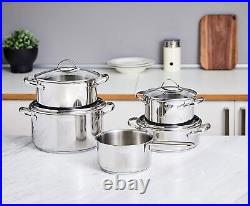 Amazon Basics 9-Piece Stainless Steel Induction Cookware Set, Pot with Lids, Sa