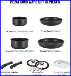 BEZIA Induction Hob Pans Set, Nonstick Pots and Pans Set 10 Pieces, Saucepan Se