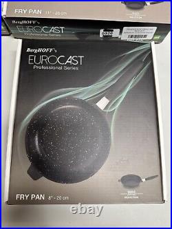 BergHOFF Eurocast Non-stick Frying Pans 3 Piece Set 2 x New, 1 x Used 6020