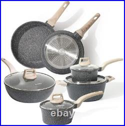 CAROTE 10-Piece Cookware Set Non-Stick Pots and Pans for Induction Hobs