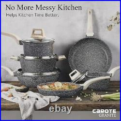 CAROTE 10-Piece Cookware Set Non-Stick Pots and Pans for Induction Hobs