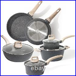 CAROTE Pots and Pans Set, Non Stick Induction Hob Pan Set, 10-Piece Cookware Set