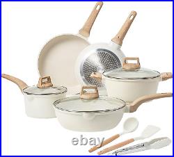 Carote 11Pcs White Granite Nonstick Cookware Set Induction Stylish Pots Pans