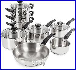 Equip Induction Pan Set, Stainless Steel, Stay Cool Handles, Thermocore