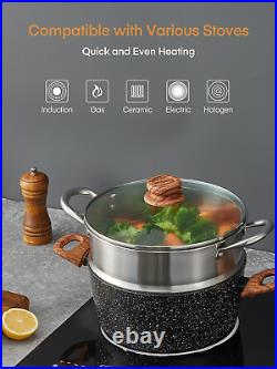 FOHERE Pots and Pans Set with Lids 15 PCS, Aluminum Nonstick Induction Cookware