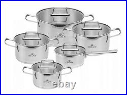 Gerlach Ambiente Set Of Pots 10 Pcs Cookware Stewpots Glass Lids Pot LID New