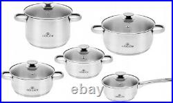 Gerlach First Set Of Pots 10 Pcs Cookware Stockpot Stewpots Glass Lids Pot New