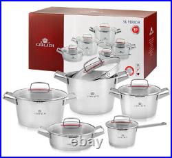 Gerlach Superior Set Of Pots 10 Pcs Cookware Stockpot Stewpots Glass Lids Pot