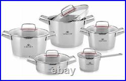 Gerlach Superior Set Of Pots 10 Pcs Cookware Stockpot Stewpots Glass Lids Pot