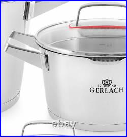 Gerlach Superior Set Of Pots 10 Pcs Cookware Stockpot Stewpots Glass Lids Pot