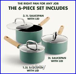 GreenPan Mayflower Healthy Ceramic Non-Stick 6-Piece Saucepan Set with Lids Blue