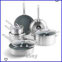 GreenPan Treviso Healthy Ceramic Non-Stick Stainless Steel Cookware 10pc Rrp£200