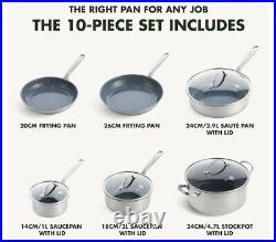 GreenPan Treviso Healthy Ceramic Non-Stick Stainless Steel Cookware 10pc Rrp£200