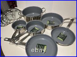 GreenPan Treviso Healthy Ceramic Non-Stick Stainless Steel Cookware 10pc Rrp£200