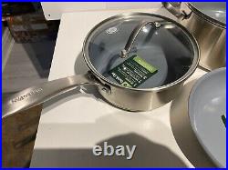 GreenPan Treviso Healthy Ceramic Non-Stick Stainless Steel Cookware 10pc Rrp£200