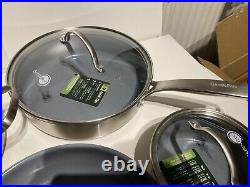 GreenPan Treviso Healthy Ceramic Non-Stick Stainless Steel Cookware 10pc Rrp£200