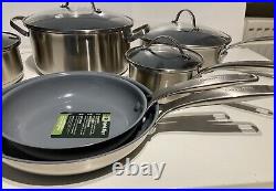 GreenPan Treviso Healthy Ceramic Non-Stick Stainless Steel Cookware 10pc Rrp£200