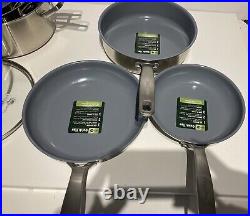 GreenPan Treviso Healthy Ceramic Non-Stick Stainless Steel Cookware 10pc Rrp£200