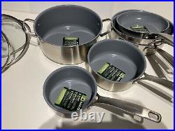 GreenPan Treviso Healthy Ceramic Non-Stick Stainless Steel Cookware 10pc Rrp£200