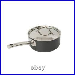 Grey Saucepan & Frying Pan Set 6pc Induction Hob Non-Stick Aluminium Cookware