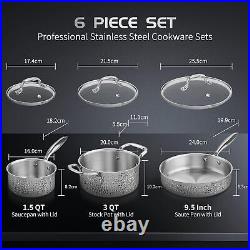 Hammered Stainless Steel Saucepan Set, Induction Hob Pan Variety Pack