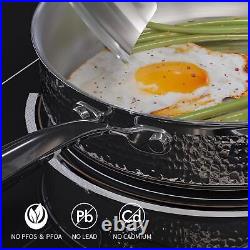 Hammered Stainless Steel Saucepan Set, Induction Hob Pan Variety Pack