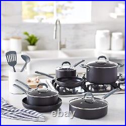 Hard Anodized Non-Stick 12-Piece Cookware Set, Grey Pots, Pans and Utensils